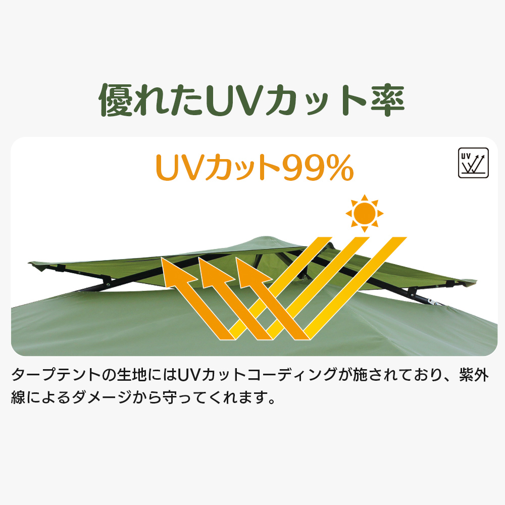 H2p ワンタッチテントタープウイングベンチレーション Taro Hanako